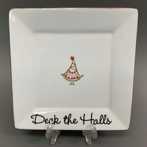 St Nicholas Tis The Season Deck The Halls Christmas White Square Plate